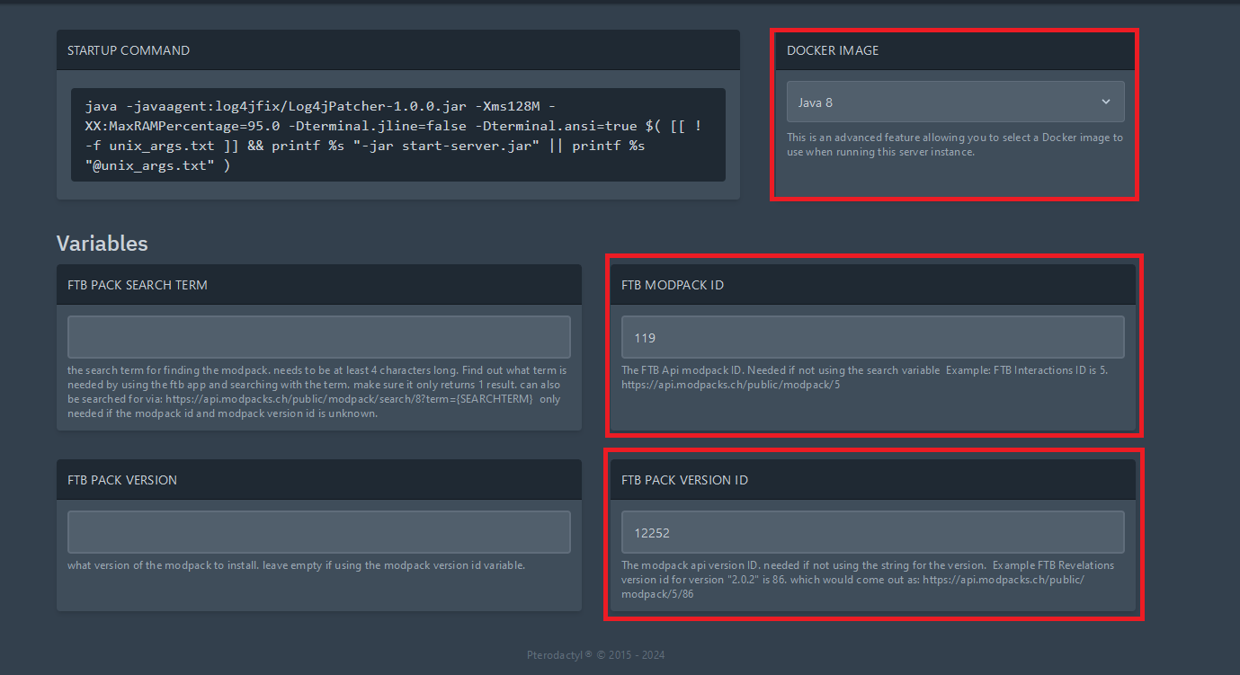 Enter these IDs into the Startup menu of your server and check your Java version Enter these IDs into the Startup menu of your server and check your Java version