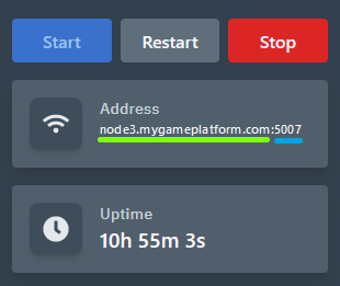 Server IP and port highlighted in the Server-Panel