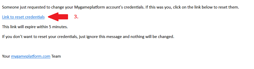 Open the link in the Reset Password email