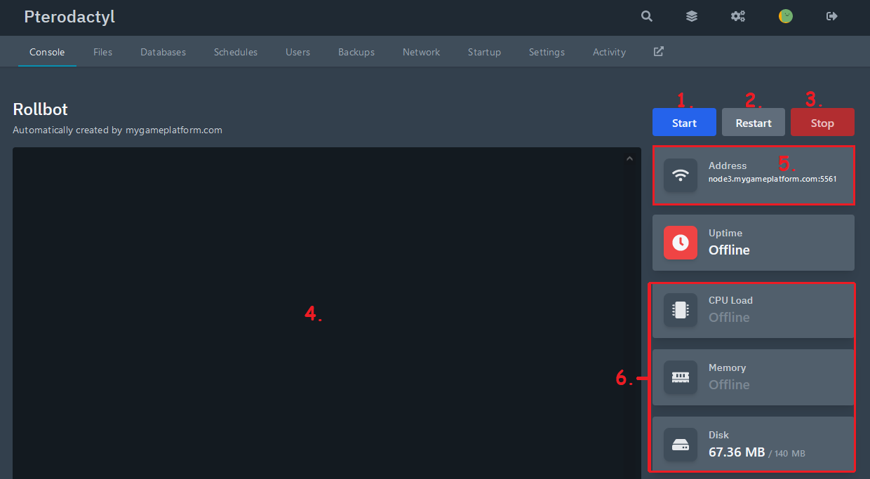 Start, Stop or Restart your Server