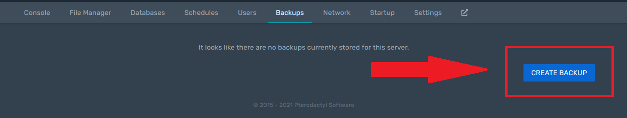 Create a backup of the server files