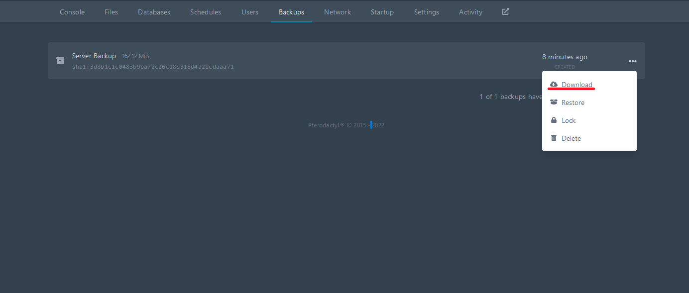 Create a Backup Create a Backup