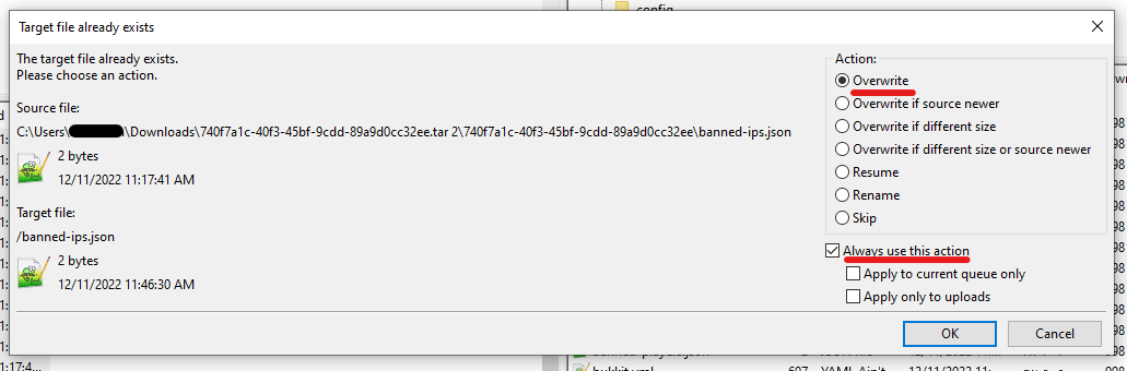 Overwrite all Files Overwrite all Files