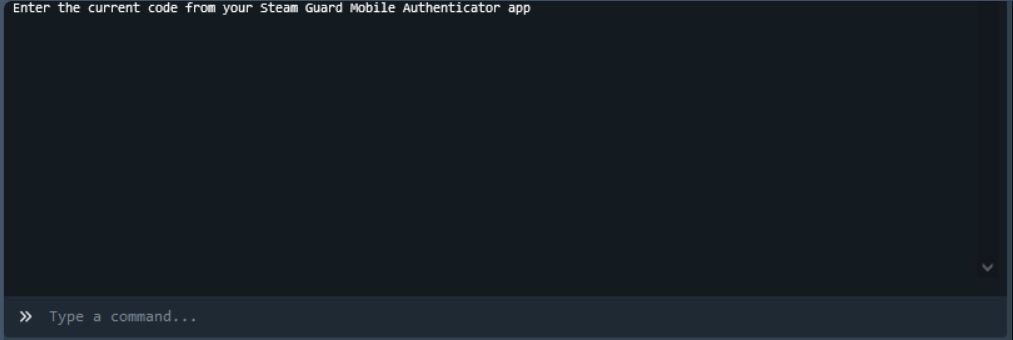 Server console showing the authorization key Server console showing the authorization key